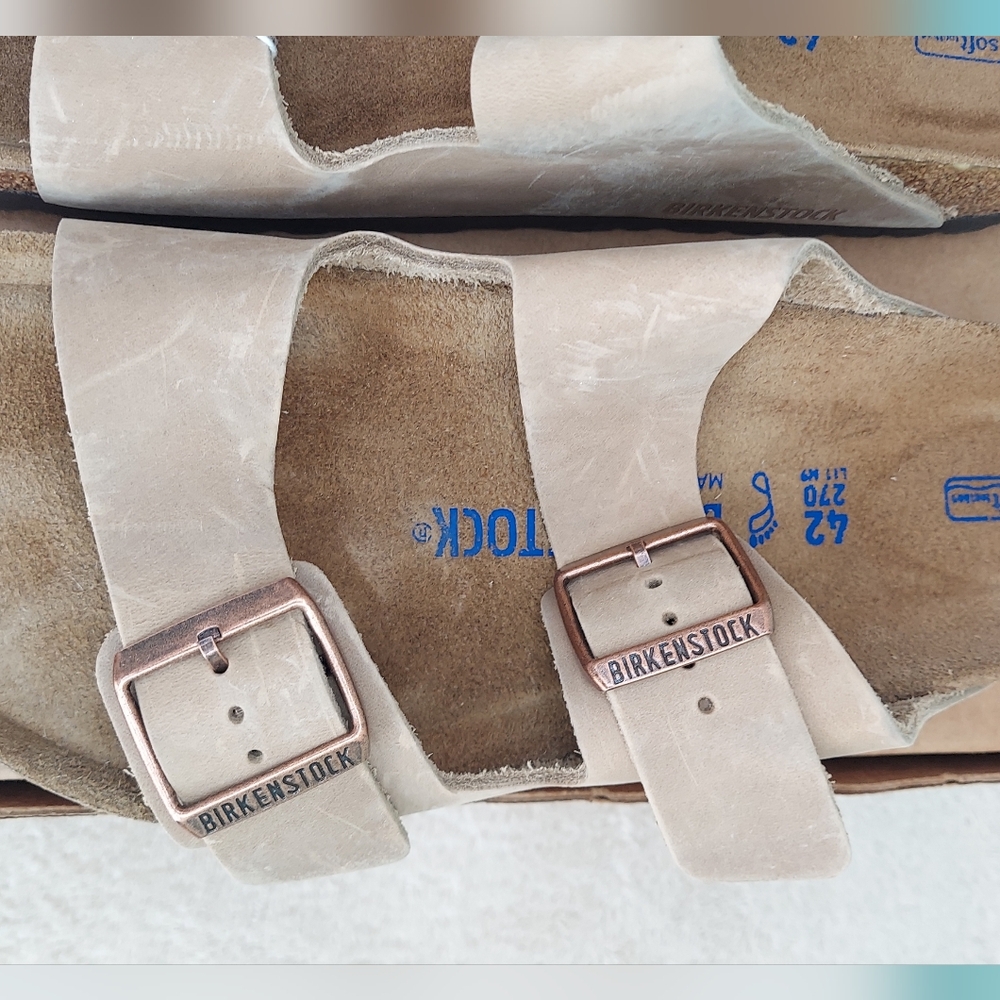 Birkenstock Arizona Tobacco Brown Leather Unisex Sandals Women's 11R/Mens 9R NWT - Picture 6 of 16